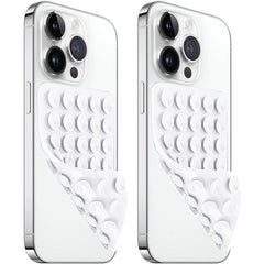 AZXYI 2 Pack Silicone Suction Cup Phone Case Mount Double Sided Non Slip Phone Accessories for Cellphone Hands-Free Strong Grip Silicon Phone Holder for Selfies and Videos (White)